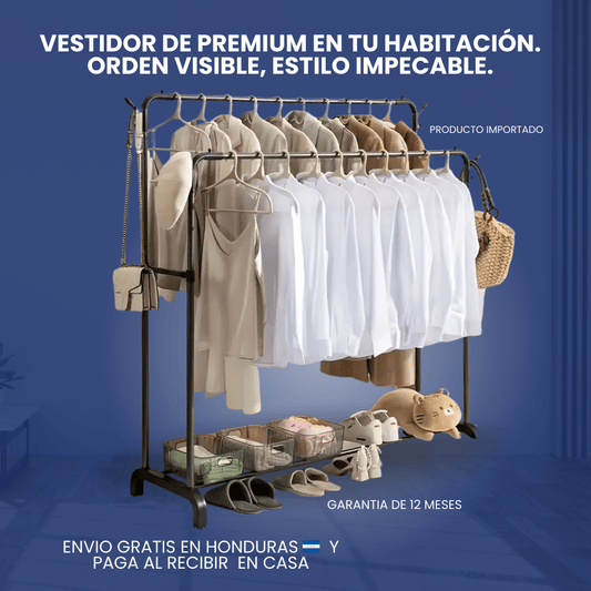 Atelier Rack — Perchero Doble con Estantes (Edición Importada) 1 año de Garantia - ClickStore Honduras