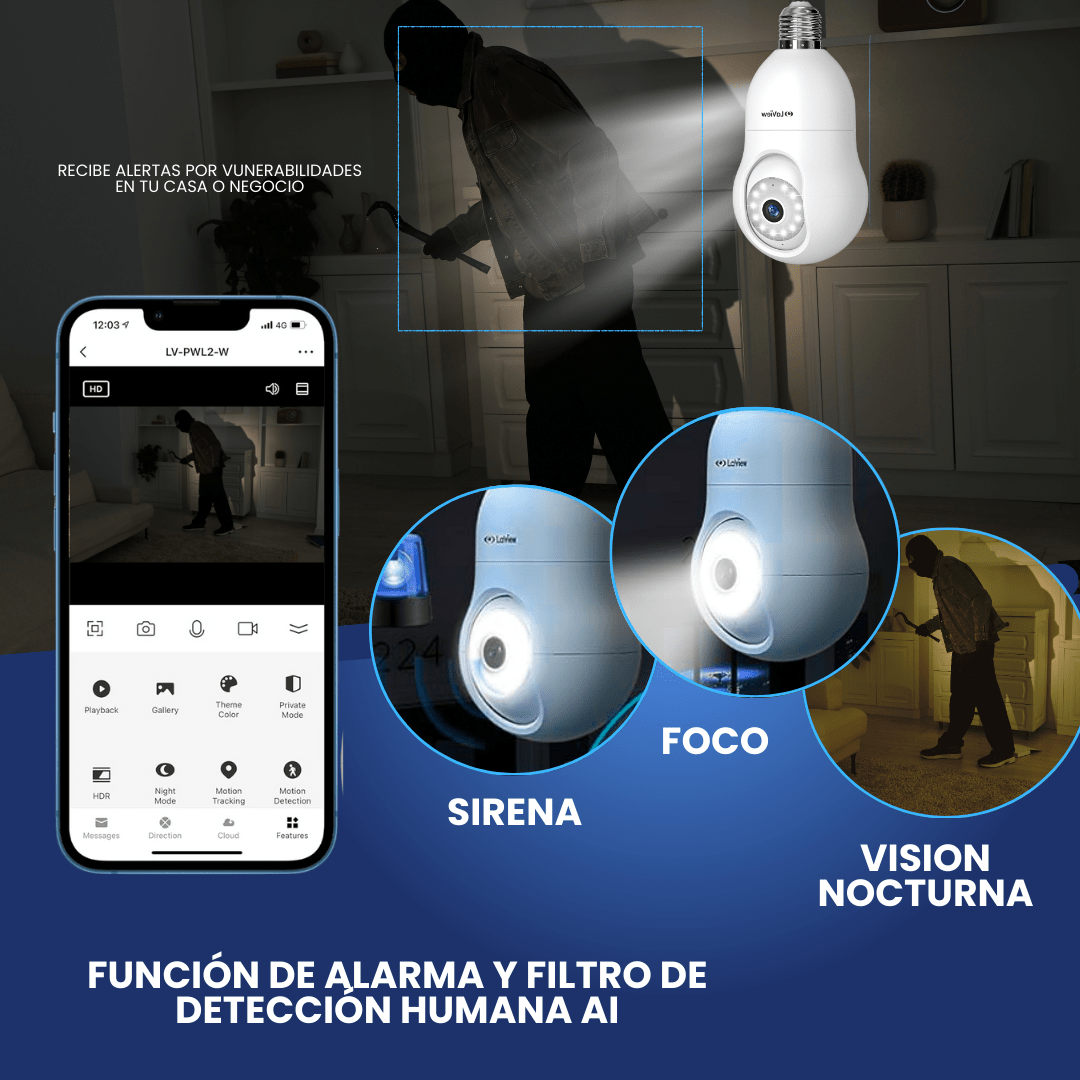 BulbCam 4K 360™ – Cámara de Seguridad en Foco Con garantía y protección extendida - ClickStore Honduras