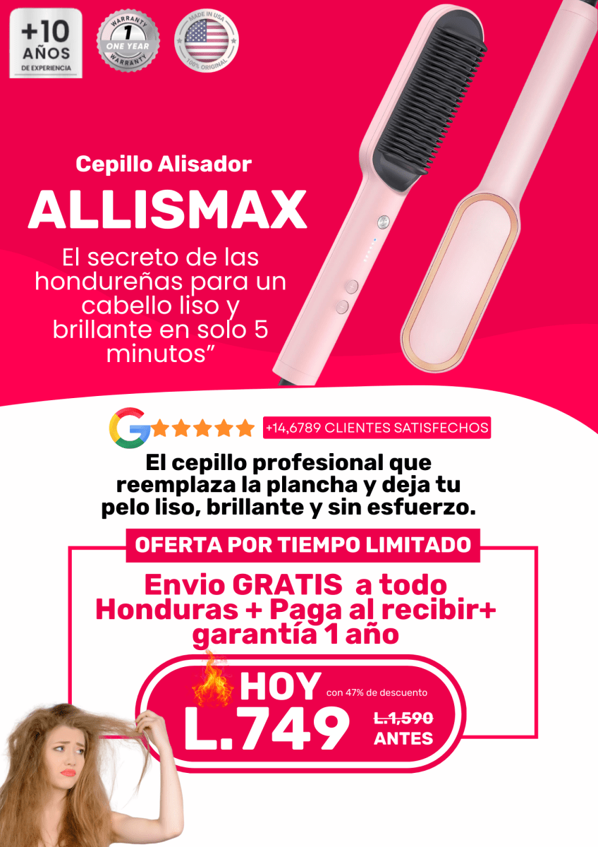 CEPILLO ALISADOR LISPRO PREMIUM | ANTI FRIZZ+ 1 AÑO GARANTIA EXCLUSIVA - ClickStore Honduras