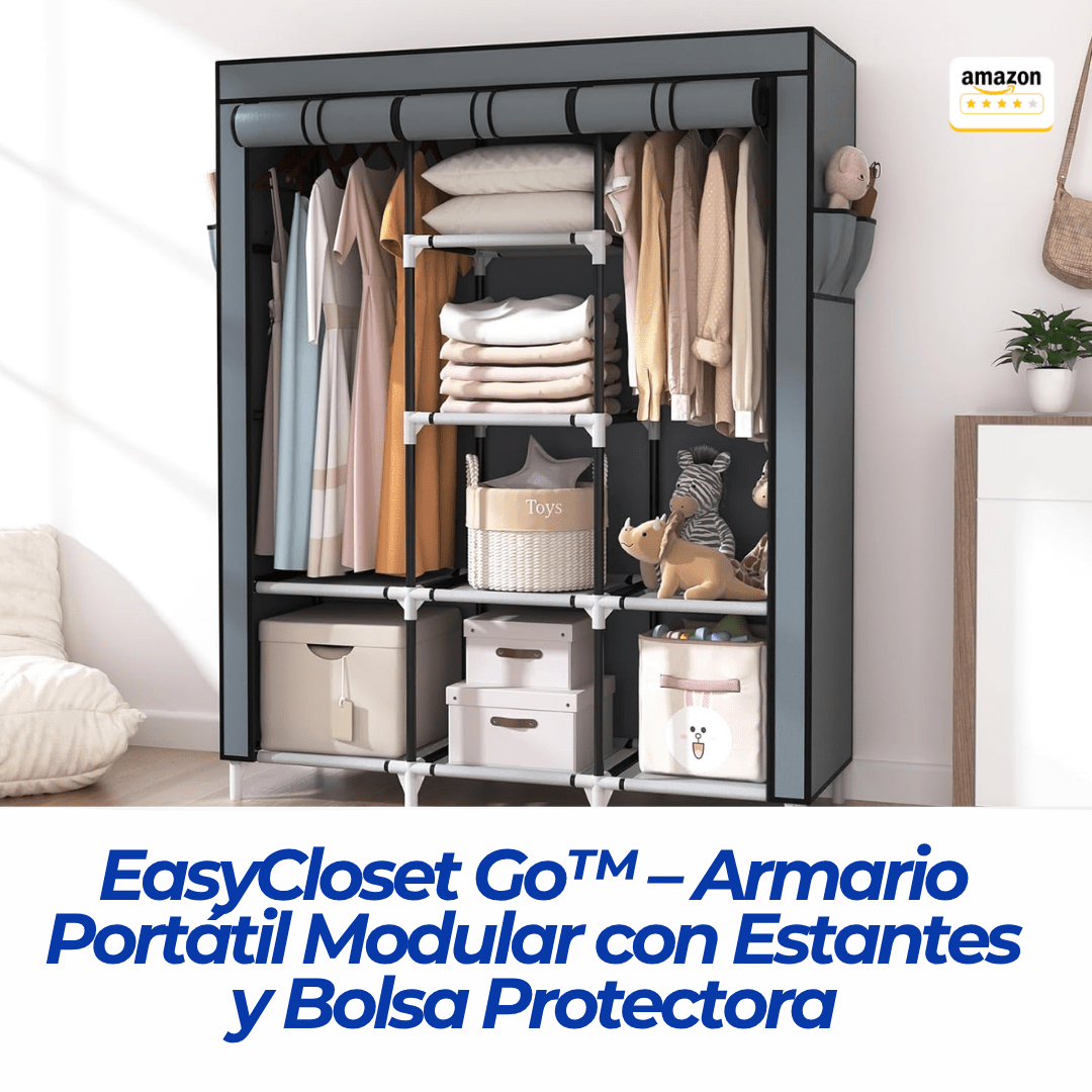 EasyCloset Go™ – Armario Portátil Modular con Estantes y Bolsa Protectora - ClickStore Honduras