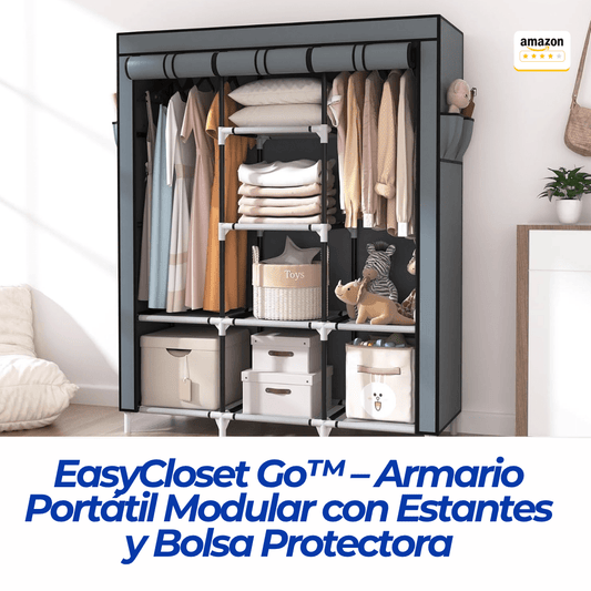 EasyCloset Go™ – Armario Portátil Modular con Estantes y Bolsa Protectora - ClickStore Honduras