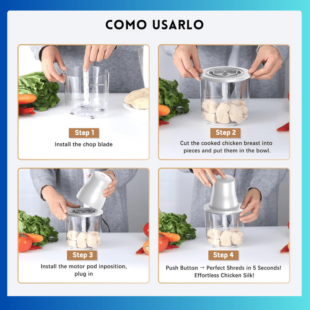 FoodMaster Pro™ – Procesador Eléctrico Multifunción 1,5 L, 250 W, Cuchillas de Acero Inoxidable - ClickStore Honduras