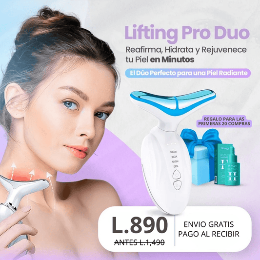 Lifting Pro Duo™ – Masajeador Facial Reafirmante con Tecnología LED y Microcorriente - ClickStore Honduras