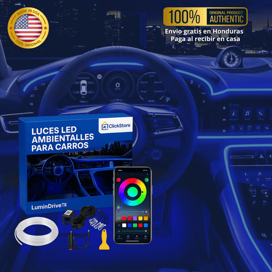 LuminDrive™ RGB Pro – Luces LED Ambientales para Auto con App + Ritmo Musical - ClickStore Honduras
