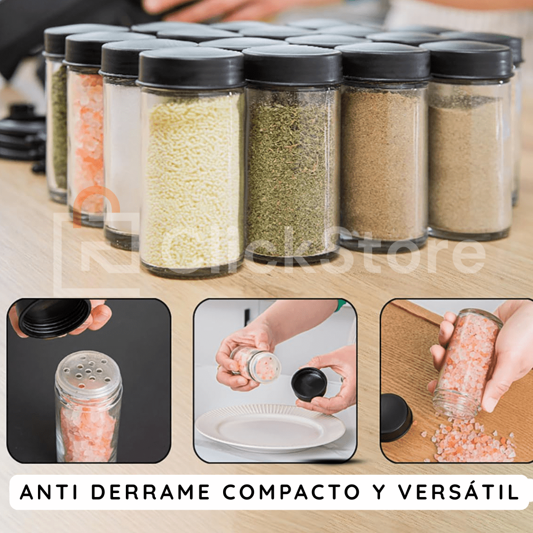 SpiceWheel Pro™ – Organizador Giratorio de Especias con 18 Tarros de Vidrio (Diseño Rueda) con garantia 12 meses - ClickStore Honduras