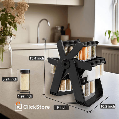 SpiceWheel Pro™ – Organizador Giratorio de Especias con 18 Tarros de Vidrio (Diseño Rueda) con garantia 12 meses - ClickStore Honduras