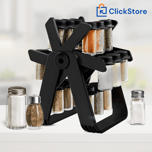 SpiceWheel Pro™ – Organizador Giratorio de Especias con 18 Tarros de Vidrio (Diseño Rueda) con garantia 12 meses - ClickStore Honduras
