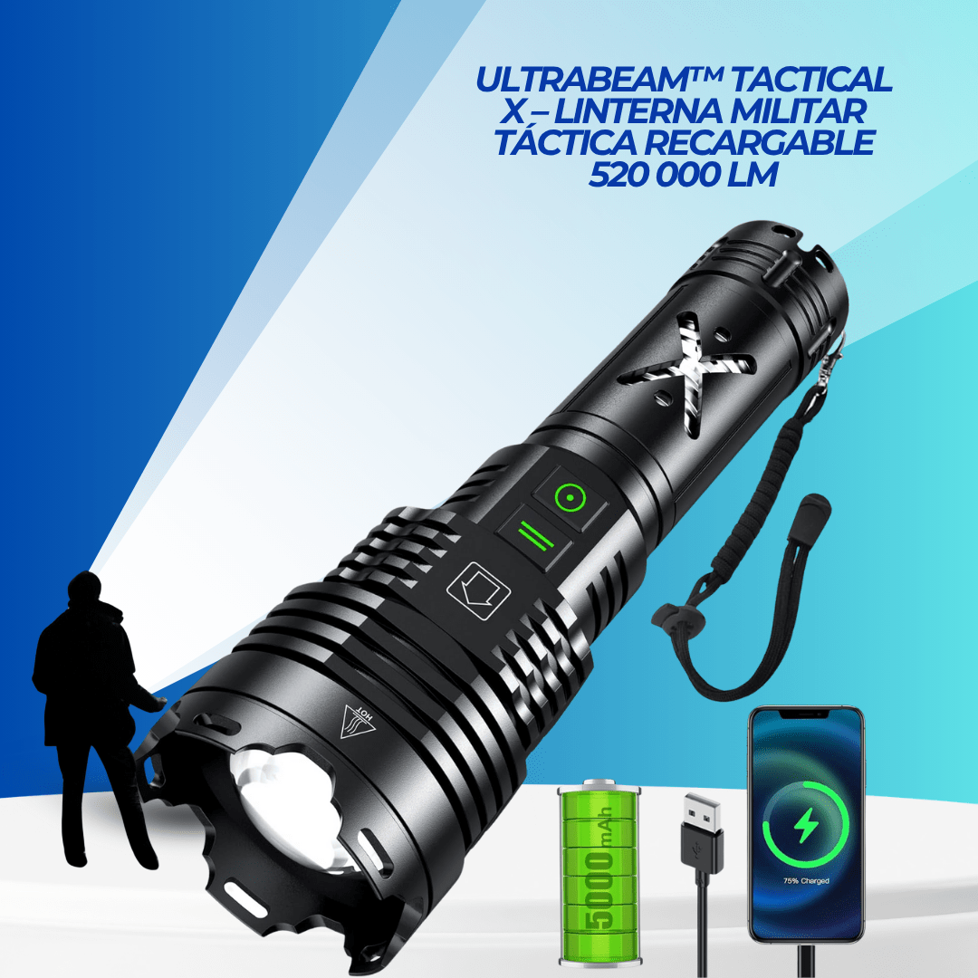 TACTICAL X – Linterna Militar Táctica Recargable 520 000 Lm - ClickStore Honduras