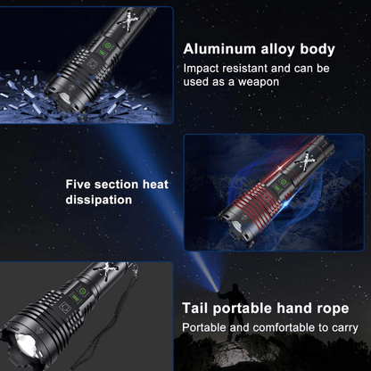 TACTICAL X – Linterna Militar Táctica Recargable 520 000 Lm - ClickStore Honduras