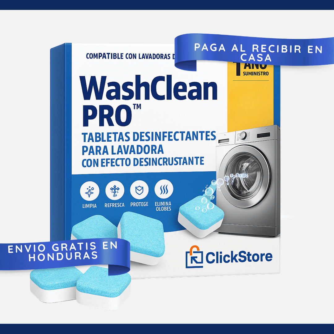 WashClean Pro™ – Tabletas Desinfectantes para Lavadora con Efecto Desincrustante - ClickStore Honduras